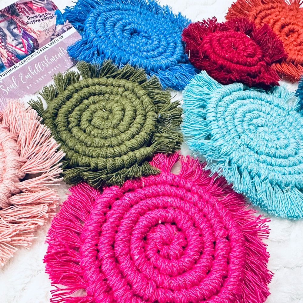 NEW: [5pc Set] Soul Embellishment’s Hand Woven Macrame Home Decor Magnets - Picture 6 of 16